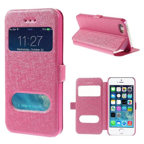 Wallet Case f�r Apple iPhone SE 5 5S Dual Window View Silk Book Etui