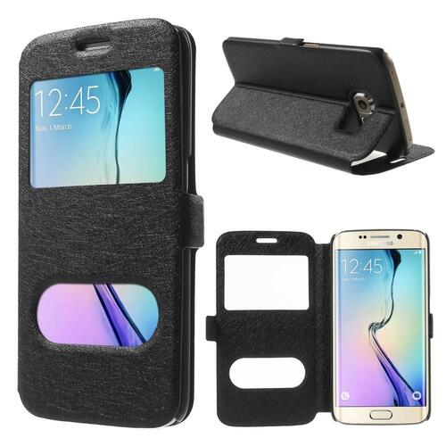 Wallet Case fr Samsung Galaxy S6 Edge G925 Dual Window View Silk Book Etui