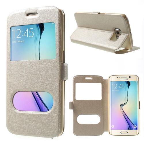 Wallet Case f�r Samsung Galaxy S6 Edge G925 Dual Window View Silk Book Etui