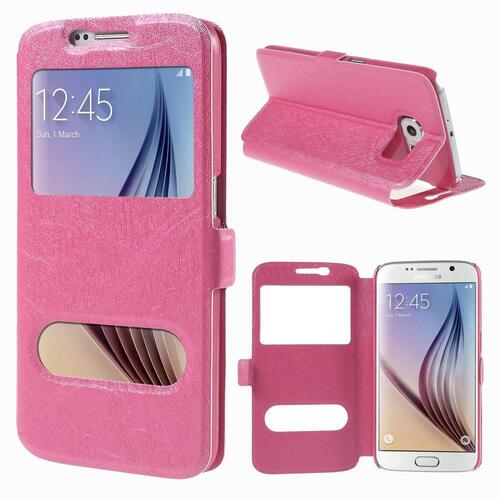 Wallet Case f�r Samsung Galaxy S6 G920 Dual Window View Silk Book Etui 
