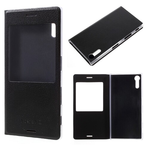 Wallet Case f�r Sony Xperia XZ XZs Window View Litchi Book Etui