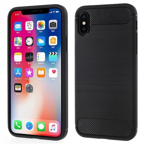 TPU Case f�r Apple iPhone XS X Carbon Skin Brushed