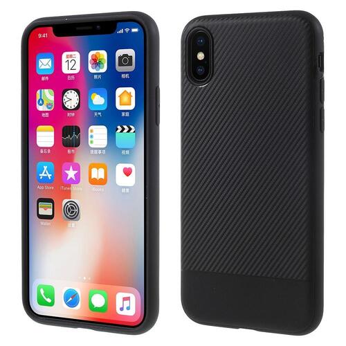TPU Case fr Apple iPhone XS X Soft Carbon Fiber Muster