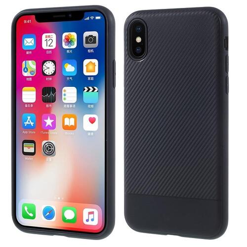 TPU Case f�r Apple iPhone XS X Soft Carbon Fiber Muster