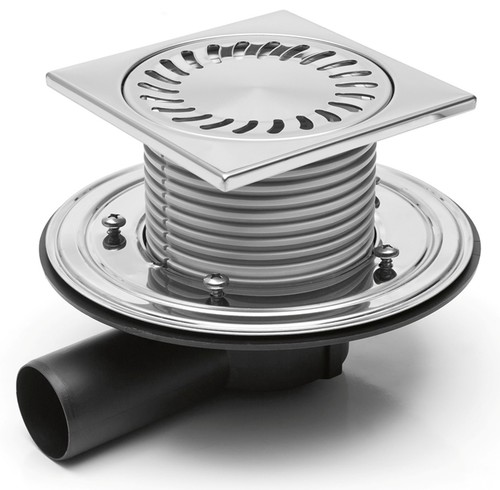 Duschablauf Badablauf  Bodenablauf in Edelstahl 150x150 DN50 (381 F)