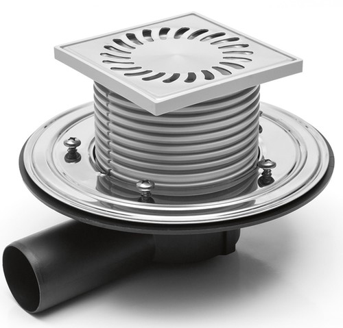 Duschablauf Badablauf Edelstahl 122x122mm DN 50 incl Dichtungsmatte (381B+391/1)