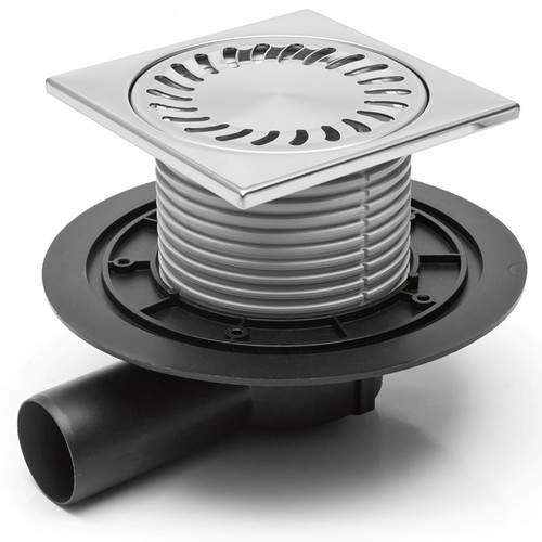 Duschablauf Edelstahlrost 150x150 mm DN 50  incl  Dichtungsmatte (381 E+391/1)