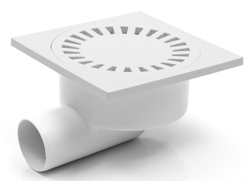 Duschablauf Bodenablauf 150x150mm DN 50 wei� incl Dichtungsmatte(326 P+391/1)