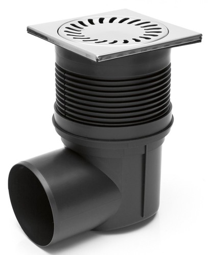 Hofablauf   Kellerablauf   DN110   Edelstahlrost  150 x 150 mm  324 S N 