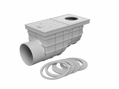 Regenrohrablauf Dachrinnenablauf Regensinkkasten  DN 110 grau  325 D s