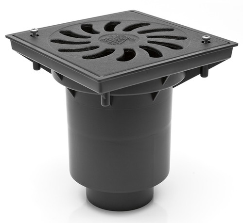 Hofablauf Kellerablauf mit Kunststoffrost Belastung bis 1500kg 245x245mm 328Pz