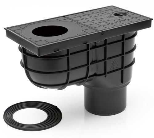 Regenrohrablauf  Dachrinnenablauf Regensinkkasten  DN110  schwarz  325 E 