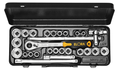 ELORA Steckschl�ssel-Satz 1/2 Zoll Zw�lfkant-Eins�tze, 27-teilig