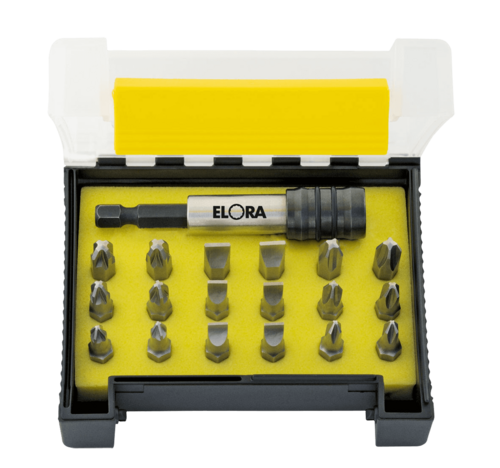 ELORA Bit-Set, 19-teilig Rostfrei 1/4 Zoll Schlitz, Kreuzschlitz, Pozidriv