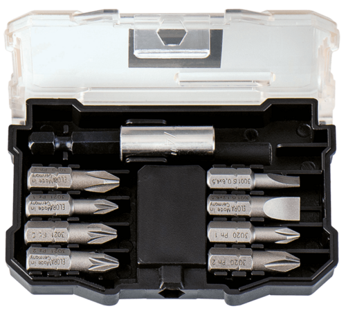 ELORA Bit-Set, 9-teilig magnetisch 1/4 Zoll Schlitz, Kreuzschlitz, Pozidriv