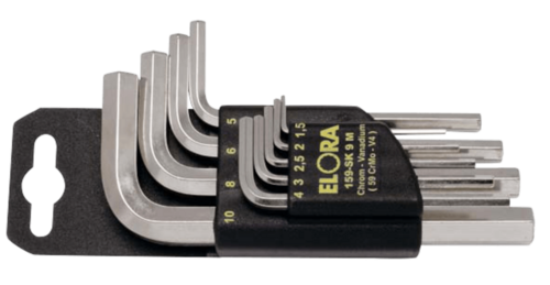 ELORA Innensechskant Winkelschraubendreher-Satz,9-teilig, 1,5 bis 10 mm