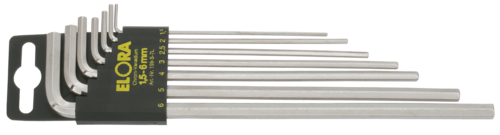 ELORA Innensechskant Winkelschraubendreher-Satz, extra lang, 7-teilig, 1,5 bis 6 mm
