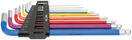 ELORA Kugelkopf-Winkelschraubendreher-Satz Multicolor, extra lang, 9-teilig