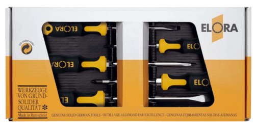 ELORA Schraubendreher-Set, Schlitz + PZ Kreuzschlitz, 6-teilig