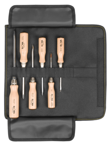 ELORA Schraubendreher-Set Holzgriff, Schlitz + PH Kreuzschlitz, 6-teilig