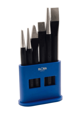 ELORA Mei�el Set + Durchtreiber Set Satz, 6-teilig, 