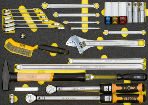 ELORA Werkzeugwagen Einlage mit KFZ Werkzeugen 57,3x41cm