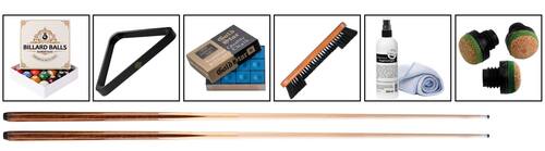 Pool Billard Set Robertson 2 Queues + Kugeln + Triangel + Kreide + B�rste