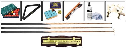Snooker Set 2 Queues + Kugeln + Triangel + Kreide + Brste