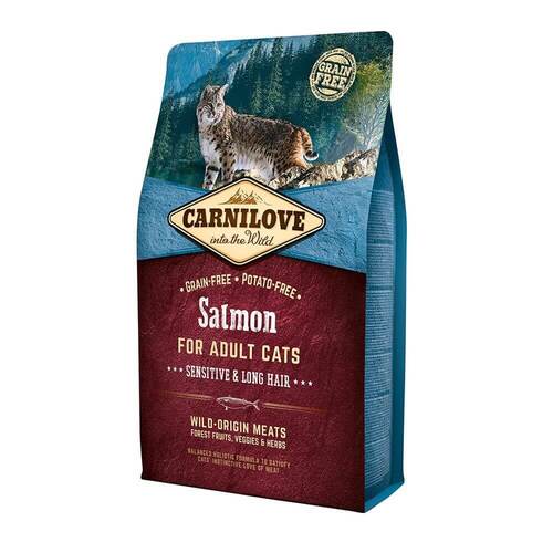Carnilove Katzentrockenfutter Salmon/Sensitive & Long Hair f�r Langhaarkatzen 2kg