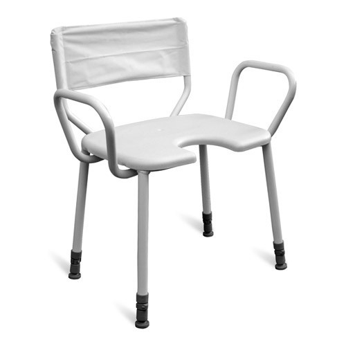 Duschhocker mit Intimausschnitt, korrosionsgesch�tzt mit Armlehnen