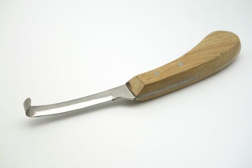 Veterin�r, Pferde Hufmesser mit Holzgriff, Ausf�hrung links, schmale Klinge