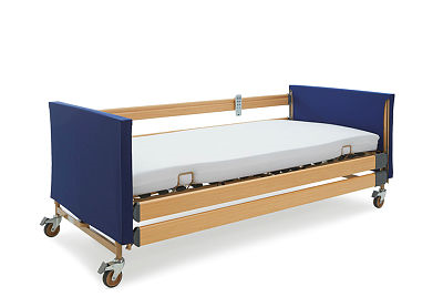 Dali Elektro Pflegebett m. Federholzleisten-Liegefl�che Seitensicherung aus Holz