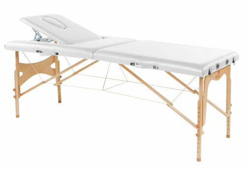 Behandlungsliege, Massageliege, Liege klappbar, mobil, H�he 57-85 cm, aus Holz 