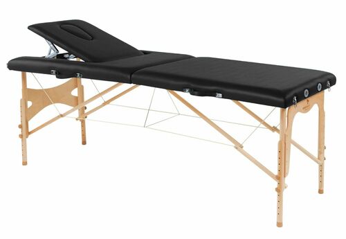 Behandlungsliege, Massageliege, Liege klappbar, mobil, H�he 57-85 cm, aus Holz 