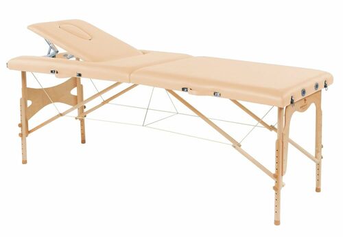 Behandlungsliege, Massageliege, Liege klappbar, mobil, H�he 57-85 cm, aus Holz 