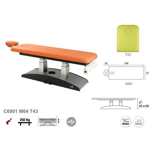 Therapieliege, Untersuchungsliege m. Gesichtsloch, elektr. div. Farben + Hocker