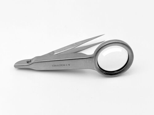 Spitzpinzette, gerade mit Lupe 8,5 cm, Pinzette, Spitzpinzette