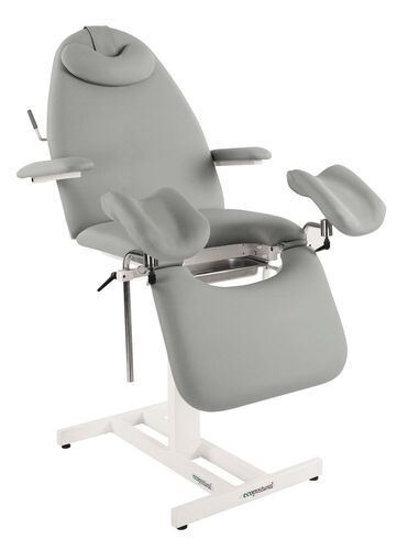 Station�rer Spezial-Behandlungsstuhl  Derby-Sitz und Fussring mit wei�em Rahmengestell