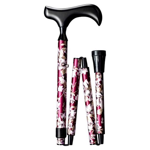 Gastrock Faltbarer Gehstock Deluxe-schlank-faltstock Neck Flora Bordeaux