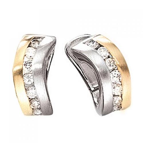 Creolen 585 Gold Wei�gold Gelbgold bicolor matt 16 Diamanten Brillanten