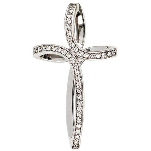 Anh�nger Kreuz 585 Wei�gold 40 Diamanten Brillanten Goldkreuz