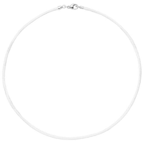Collier Halskette Seide in wei 42 cm, Verschluss 925 Silber Kette