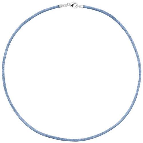 Collier Halskette Seide hellblau 2,8 mm 42 cm, Verschluss 925 Silber