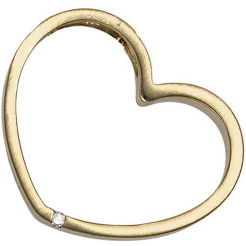 Anh�nger Herz 585 Gelbgold matt 1 Diamant Brillant Herz Anh�nger