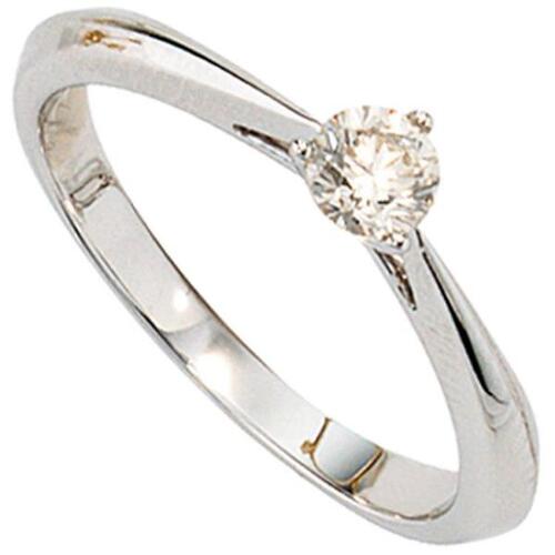 Damen Ring 585 Gold Wei�gold, 1 Diamant Brillant 0,25ct. Diamantring (Gr��e: 58)