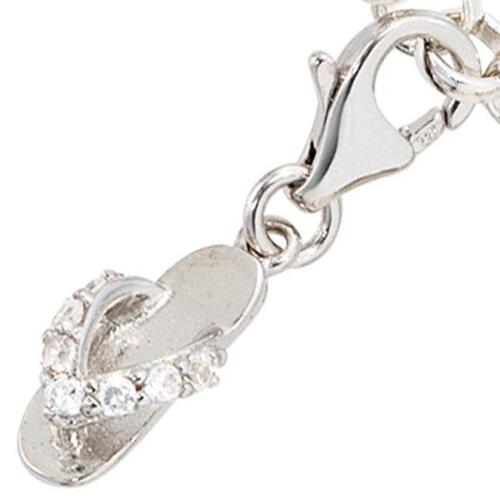 Einh�nger Charm Flip-Flop 925 Sterling Silber rhodiniert 7 Zirkonia