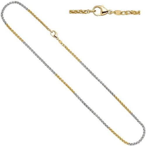 Zopfkette 585 Gelbgold Wei�gold bicolor 2,2 mm 42 cm Gold Kette