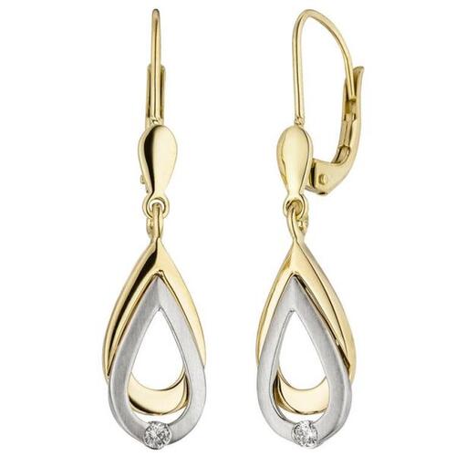 Ohrh�nger 585 Gelbgold Wei�gold bicolor 2 Diamanten Brillanten