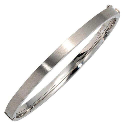 Armreif oval 375 Wei�gold mattiert Goldarmreif Steckverschluss