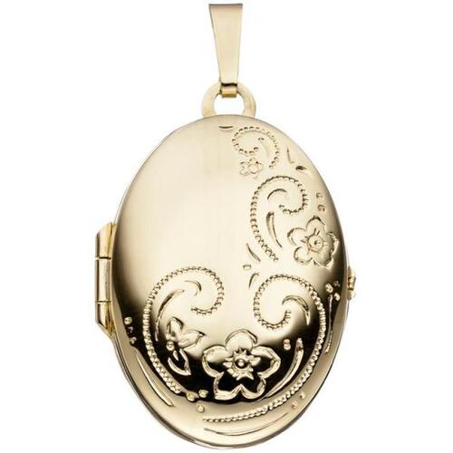 Medaillon oval f�r 2 Fotos 333 Gold Gelbgold zum �ffnen